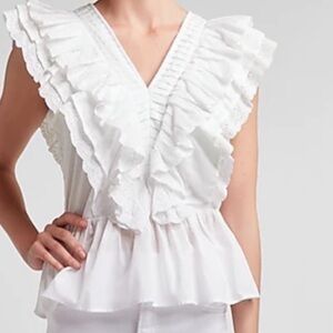 Express Elegant White Ruffled Women's Top